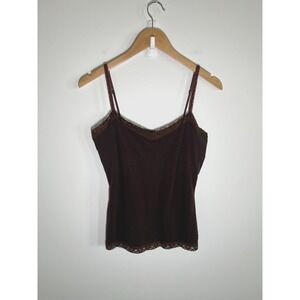 The Limited Y2K Forest Fairy Lace Cami Tank Top Womens Chocolate Brown M Stretch